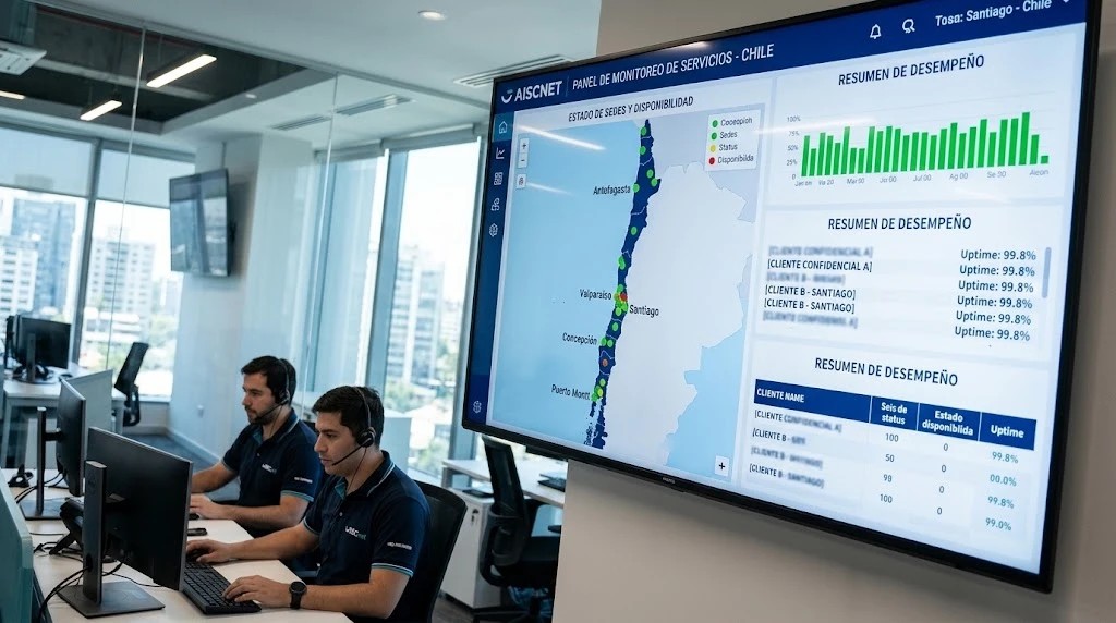 Pantalla de monitoreo con el estado de cada sede